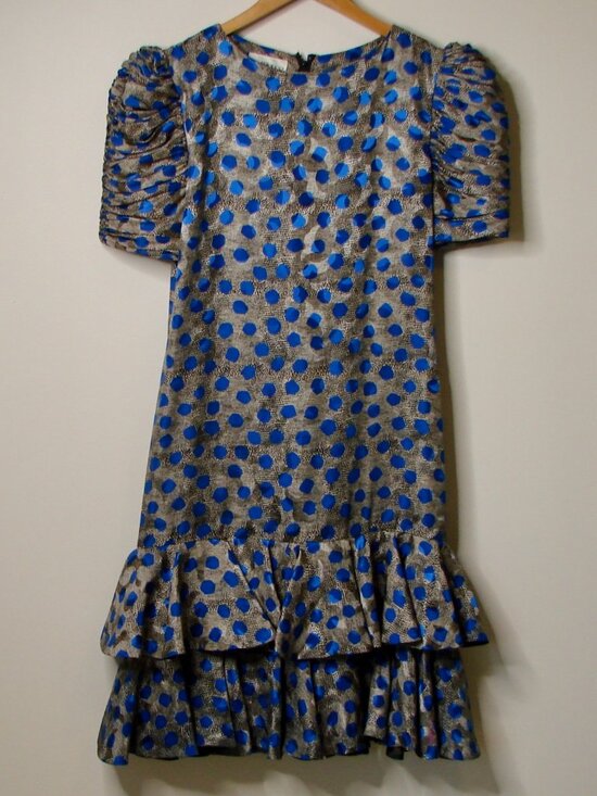 Raul Blanco Dresses & Skirts - Vintage 80s Raul Blanco 100% Silk Dress Wedding Cocktail Party Puff Sleeve 10